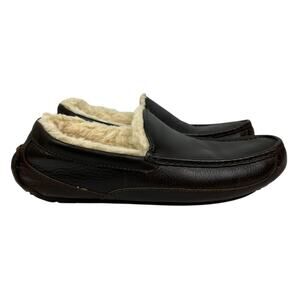 UGG Ascot Matte Leather Sherpa Lined Slipper Men's Size 10 Brown